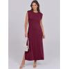 imageANRABESS Womens Maxi Dresses 2025 Summer Casual Sleeveless Sundress Crew Neck Loose Split Beach Long Shirt Dress with PocketsWine Red