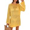 imageANRABESS Women Swimsuit Crochet Swim Cover Up 2025 Summer Bathing Suit Swimwear Mesh Knit Beach Dress Vacation OutfitsYellow