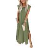 imageANRABESS Womens Maxi Dresses 2025 Summer Casual Sleeveless Sundress Crew Neck Loose Split Beach Long Shirt Dress with PocketsArmy Green