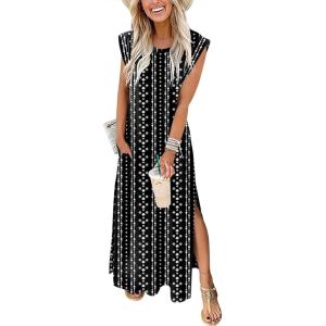 imageANRABESS Womens Maxi Dresses 2025 Summer Casual Sleeveless Sundress Crew Neck Loose Split Beach Long Shirt Dress with PocketsBoho Black
