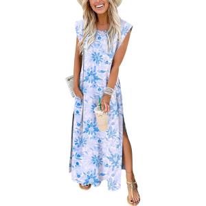 imageANRABESS Womens Maxi Dresses 2025 Summer Casual Sleeveless Sundress Crew Neck Loose Split Beach Long Shirt Dress with PocketsFloral Blue