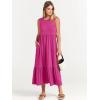 imageANRABESS Women Summer Casual Sleeveless Crewneck Sundress Aline Flowy Tiered Maxi Long Beach Dress Vacation OutfitsHot Pink