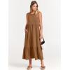 imageANRABESS Women Summer Casual Sleeveless Crewneck Sundress Aline Flowy Tiered Maxi Long Beach Dress Vacation OutfitsKhaki