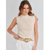 imageANRABESS Womens Summer Sleeveless Tops Casual Mock Neck Loose Fit Knit Lightweight Sweater Pullover TopApricot