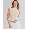 imageANRABESS Womens Summer Sleeveless Tops Casual Mock Neck Loose Fit Knit Lightweight Sweater Pullover TopApricot