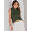 imageANRABESS Womens Summer Sleeveless Tops Casual Mock Neck Loose Fit Knit Lightweight Sweater Pullover TopArmy Green
