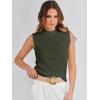 imageANRABESS Womens Summer Sleeveless Tops Casual Mock Neck Loose Fit Knit Lightweight Sweater Pullover TopArmy Green