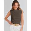 imageANRABESS Womens Summer Sleeveless Tops Casual Mock Neck Loose Fit Knit Lightweight Sweater Pullover TopBrown