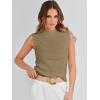 imageANRABESS Womens Summer Sleeveless Tops Casual Mock Neck Loose Fit Knit Lightweight Sweater Pullover TopCamel