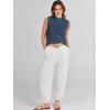imageANRABESS Womens Summer Sleeveless Tops Casual Mock Neck Loose Fit Knit Lightweight Sweater Pullover TopDark Blue