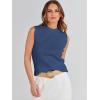 imageANRABESS Womens Summer Sleeveless Tops Casual Mock Neck Loose Fit Knit Lightweight Sweater Pullover TopDeep Blue