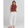 imageANRABESS Womens Summer Sleeveless Tops Casual Mock Neck Loose Fit Knit Lightweight Sweater Pullover TopMaroon