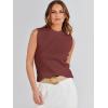 imageANRABESS Womens Summer Sleeveless Tops Casual Mock Neck Loose Fit Knit Lightweight Sweater Pullover TopMaroon