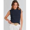 imageANRABESS Womens Summer Sleeveless Tops Casual Mock Neck Loose Fit Knit Lightweight Sweater Pullover TopNavy Blue