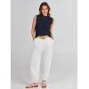 imageANRABESS Womens Summer Sleeveless Tops Casual Mock Neck Loose Fit Knit Lightweight Sweater Pullover TopNavy Blue