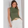 imageANRABESS Womens Summer Sleeveless Tops Casual Mock Neck Loose Fit Knit Lightweight Sweater Pullover TopOlive