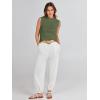 imageANRABESS Womens Summer Sleeveless Tops Casual Mock Neck Loose Fit Knit Lightweight Sweater Pullover TopOlive