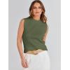 imageANRABESS Womens Summer Sleeveless Tops Casual Mock Neck Loose Fit Knit Lightweight Sweater Pullover TopOlive