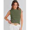 imageANRABESS Womens Summer Sleeveless Tops Casual Mock Neck Loose Fit Knit Lightweight Sweater Pullover TopOlive