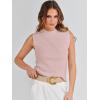 imageANRABESS Womens Summer Sleeveless Tops Casual Mock Neck Loose Fit Knit Lightweight Sweater Pullover TopPink