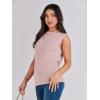 imageANRABESS Womens Summer Sleeveless Tops Casual Mock Neck Loose Fit Knit Lightweight Sweater Pullover TopPink