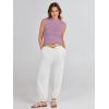 imageANRABESS Womens Summer Sleeveless Tops Casual Mock Neck Loose Fit Knit Lightweight Sweater Pullover TopPurple