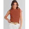 imageANRABESS Womens Summer Sleeveless Tops Casual Mock Neck Loose Fit Knit Lightweight Sweater Pullover TopRust