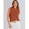 imageANRABESS Womens Summer Sleeveless Tops Casual Mock Neck Loose Fit Knit Lightweight Sweater Pullover TopRust