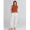 imageANRABESS Womens Summer Sleeveless Tops Casual Mock Neck Loose Fit Knit Lightweight Sweater Pullover TopRust