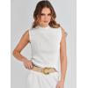 imageANRABESS Womens Summer Sleeveless Tops Casual Mock Neck Loose Fit Knit Lightweight Sweater Pullover TopWhite