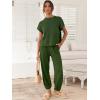 imageANRABESS Womens Two Piece Outfits Knit Sweater Vest Crop Top Pants Lounge Matching Tracksuit Sweatsuit Travel Clothes SetsArmy Green