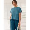 imageANRABESS Womens Two Piece Outfits Knit Sweater Vest Crop Top Pants Lounge Matching Tracksuit Sweatsuit Travel Clothes SetsBlue