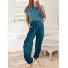 imageANRABESS Womens Two Piece Outfits Knit Sweater Vest Crop Top Pants Lounge Matching Tracksuit Sweatsuit Travel Clothes SetsBlue