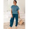 imageANRABESS Womens Two Piece Outfits Knit Sweater Vest Crop Top Pants Lounge Matching Tracksuit Sweatsuit Travel Clothes SetsBlue