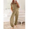 imageANRABESS Womens Two Piece Outfits Knit Sweater Vest Crop Top Pants Lounge Matching Tracksuit Sweatsuit Travel Clothes SetsBrown