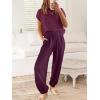 imageANRABESS Womens Two Piece Outfits Knit Sweater Vest Crop Top Pants Lounge Matching Tracksuit Sweatsuit Travel Clothes SetsBurgundy