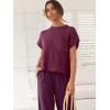 imageANRABESS Womens Two Piece Outfits Knit Sweater Vest Crop Top Pants Lounge Matching Tracksuit Sweatsuit Travel Clothes SetsBurgundy