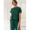 imageANRABESS Womens Two Piece Outfits Knit Sweater Vest Crop Top Pants Lounge Matching Tracksuit Sweatsuit Travel Clothes SetsDark Green