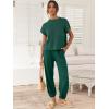 imageANRABESS Womens Two Piece Outfits Knit Sweater Vest Crop Top Pants Lounge Matching Tracksuit Sweatsuit Travel Clothes SetsDark Green