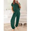 imageANRABESS Womens Two Piece Outfits Knit Sweater Vest Crop Top Pants Lounge Matching Tracksuit Sweatsuit Travel Clothes SetsDark Green