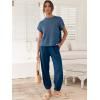 imageANRABESS Womens Two Piece Outfits Knit Sweater Vest Crop Top Pants Lounge Matching Tracksuit Sweatsuit Travel Clothes SetsDeep Blue