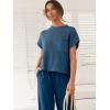 imageANRABESS Womens Two Piece Outfits Knit Sweater Vest Crop Top Pants Lounge Matching Tracksuit Sweatsuit Travel Clothes SetsDeep Blue