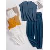 imageANRABESS Womens Two Piece Outfits Knit Sweater Vest Crop Top Pants Lounge Matching Tracksuit Sweatsuit Travel Clothes SetsDeep Blue