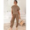 imageANRABESS Womens Two Piece Outfits Knit Sweater Vest Crop Top Pants Lounge Matching Tracksuit Sweatsuit Travel Clothes SetsDeep Brown