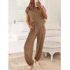 imageANRABESS Womens Two Piece Outfits Knit Sweater Vest Crop Top Pants Lounge Matching Tracksuit Sweatsuit Travel Clothes SetsDeep Brown