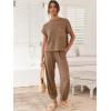 imageANRABESS Womens Two Piece Outfits Knit Sweater Vest Crop Top Pants Lounge Matching Tracksuit Sweatsuit Travel Clothes SetsDeep Brown