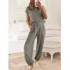 imageANRABESS Womens Two Piece Outfits Knit Sweater Vest Crop Top Pants Lounge Matching Tracksuit Sweatsuit Travel Clothes SetsGrey