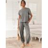 imageANRABESS Womens Two Piece Outfits Knit Sweater Vest Crop Top Pants Lounge Matching Tracksuit Sweatsuit Travel Clothes SetsGrey