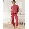 imageANRABESS Womens Two Piece Outfits Knit Sweater Vest Crop Top Pants Lounge Matching Tracksuit Sweatsuit Travel Clothes SetsHot Pink