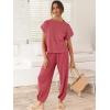 imageANRABESS Womens Two Piece Outfits Knit Sweater Vest Crop Top Pants Lounge Matching Tracksuit Sweatsuit Travel Clothes SetsHot Pink